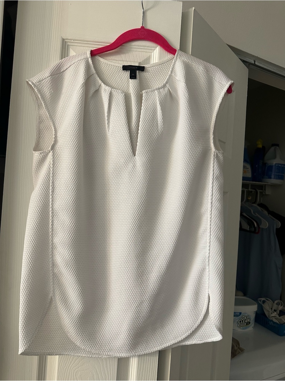 J. Crew White Textured Keyhole Sleeveless Camisole